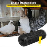 Hardware Cloth, 24\" x50\' & 1\"x1\" Mesh Size, Galvanized Steel Vinyl Coated 16 Gauge Welded Wire with A Cutting Plier & A Pair of Fabric Gloves, for Garden Fencing & Pet Enclosures, Black